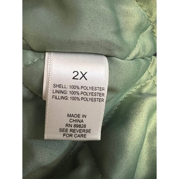 2X Logo Puffer Coat Quilted Jacket Lori Goldstein Navy Blue Midi Zip Front Lined - Picture 14 of 16